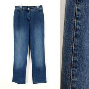 Vintage St. John Rhinestone Embellished High Rise Straight Leg Mom Jeans Size 4